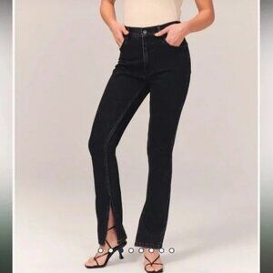 Abercrombie & Fitch The Skinny High Rise Split Hem Black Jeans-size 33/16 NWT